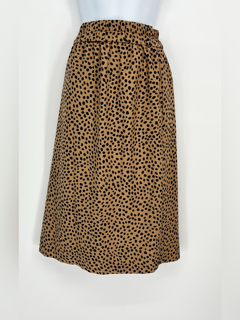 J.Crew Spotted Pull-On Satin Midi Skirt Cheetah Animal Print S